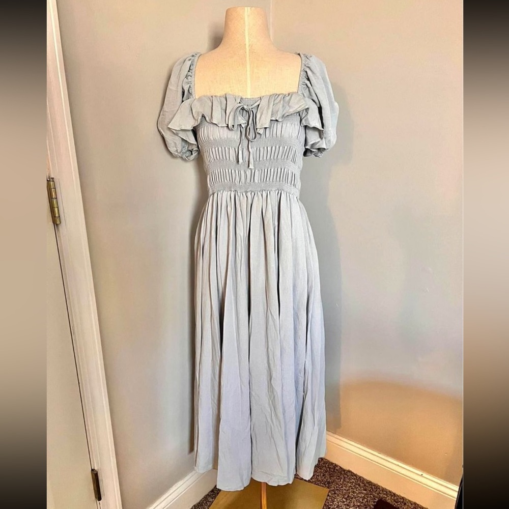 Mable light blue midi dress